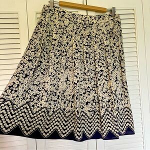 Talbots Navy & White Floral Skirt